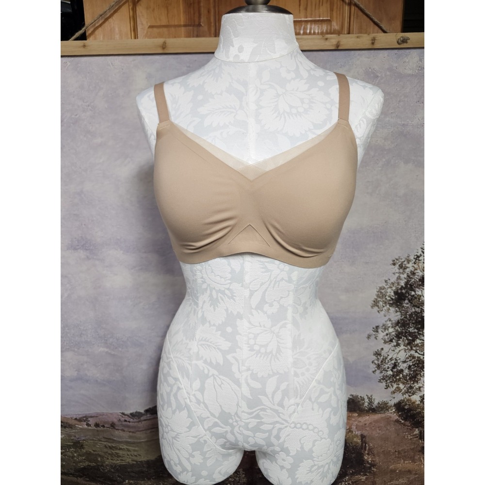 Honey Love Bra Womens L Sand Lifting Crossover Comfort V Neck Wire Free Lot Of 2